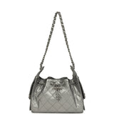 Chanel Mini 25 Hobo Bag Anthracite Metallic Caviar Silver Hardware - Thumbnail View 6