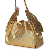Chanel Small 25 Hobo Bag Metallic Gold Caviar Antique Gold Hardware