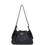 Chanel Mini 25 Hobo Bag Dark Blue Metallic Caviar Silver Hardware