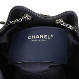 Chanel Mini 25 Hobo Bag Dark Blue Metallic Caviar Silver Hardware
