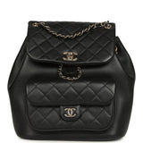 Chanel Medium Duma Backpack Black Calfskin Light Gold Hardware