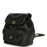 Chanel Medium Duma Backpack Black Calfskin Light Gold Hardware