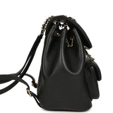Chanel Medium Duma Backpack Black Calfskin Light Gold Hardware