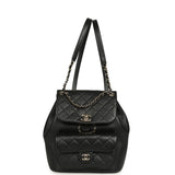 Chanel Medium Duma Backpack Black Calfskin Light Gold Hardware