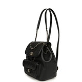Chanel Medium Duma Backpack Black Calfskin Light Gold Hardware
