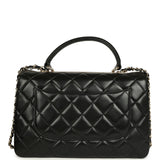 Chanel Large Trendy CC Top Handle Flap Bag Black Lambskin Light Gold Hardware
