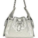Chanel Small 25 Hobo Bag Metallic Silver Caviar Silver Hardware