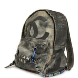 Pre-owned Chanel Graffiti Backpack Dark Grey Multicolored Canvas Mixed Metal Hardware