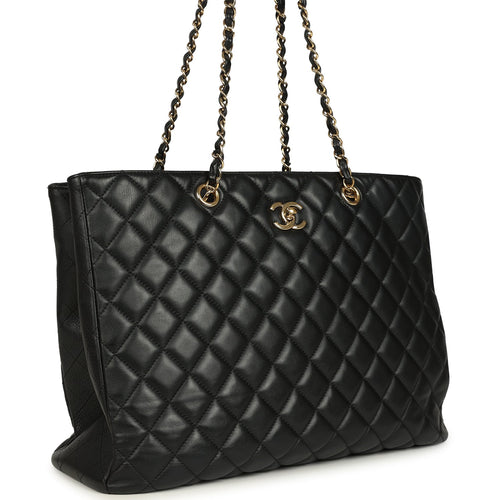 Pre-owned Chanel Classic Timeless Tote Black Calfskin Light Gold Hardware