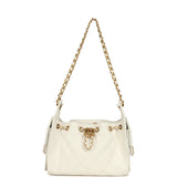 Chanel Mini 25 Hobo Bag White Caviar Antique Gold Hardware