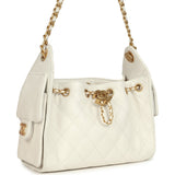 Chanel Mini 25 Hobo Bag White Caviar Antique Gold Hardware