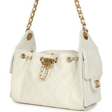 Chanel Mini 25 Hobo Bag White Caviar Antique Gold Hardware