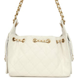 Chanel Mini 25 Hobo Bag White Caviar Antique Gold Hardware