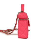 Chanel Top Handle Long Vanity Case with Chain Fuchsia Shiny Caviar Light Gold Hardware