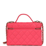 Chanel Top Handle Long Vanity Case with Chain Fuchsia Shiny Caviar Light Gold Hardware