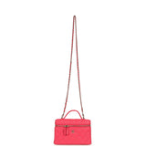 Chanel Top Handle Long Vanity Case with Chain Fuchsia Shiny Caviar Light Gold Hardware