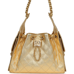 Chanel Small 25 Hobo Bag Metallic Gold Caviar Antique Gold Hardware