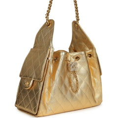 Chanel Small 25 Hobo Bag Metallic Gold Caviar Antique Gold Hardware