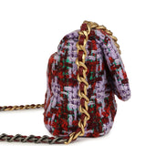 Chanel Medium 19 Flap Bag Burgundy, Purple, Red Tweed Mixed Metal Hardware