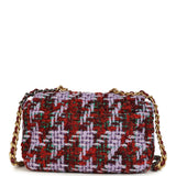 Chanel Medium 19 Flap Bag Burgundy, Purple, Red Tweed Mixed Metal Hardware