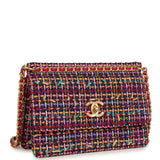 Chanel Mini Flap Bag Pink Multicolored Tweed Antique Gold Hardware