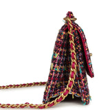 Chanel Mini Flap Bag Pink Multicolored Tweed Antique Gold Hardware