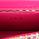Chanel Mini Flap Bag Pink Multicolored Tweed Antique Gold Hardware