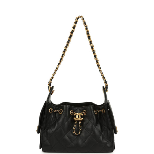 Chanel Mini 25 Hobo Bag Black Caviar Antique Gold Hardware
