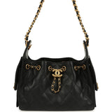 Chanel Mini 25 Hobo Bag Black Caviar Antique Gold Hardware