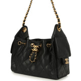Chanel Mini 25 Hobo Bag Black Caviar Antique Gold Hardware