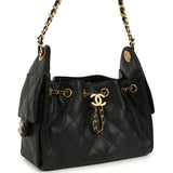 Chanel Mini 25 Hobo Bag Black Caviar Antique Gold Hardware