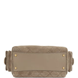 Chanel Small Bowling Bag Dark Grey Suede Antique Gold Hardware