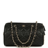 Chanel Mini Timeless Classic Barrel Bag with Chain Black Shiny Caviar Light Gold Hardware