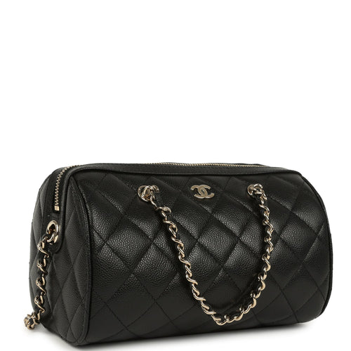 Chanel Mini Timeless Classic Barrel Bag with Chain Black Shiny Caviar Light Gold Hardware