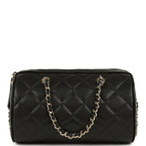 Chanel Mini Timeless Classic Barrel Bag with Chain Black Shiny Caviar Light Gold Hardware