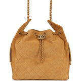 Chanel Medium 25 Hobo Bag Beige Suede Antique Gold Hardware