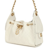 Chanel Mini 25 Hobo Bag White Caviar Antique Gold Hardware