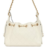 Chanel Mini 25 Hobo Bag White Caviar Antique Gold Hardware