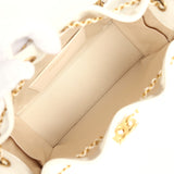 Chanel Mini 25 Hobo Bag White Caviar Antique Gold Hardware