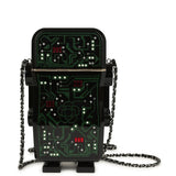 Pre-owned Chanel Limited Edition Robot Minaudière Bag Black Plexiglass and Crystals Ruthenium Hardware