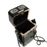 Pre-owned Chanel Limited Edition Robot Minaudière Bag Black Plexiglass and Crystals Ruthenium Hardware