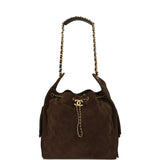 Chanel Medium 25 Hobo Bag Dark Brown Suede Antique Gold Hardware - Thumbnail View 7