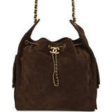 Chanel Medium 25 Hobo Bag Dark Brown Suede Antique Gold Hardware - Thumbnail View 1