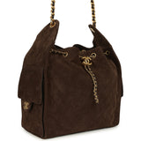 Chanel Medium 25 Hobo Bag Dark Brown Suede Antique Gold Hardware - Thumbnail View 2