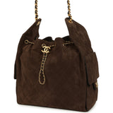 Chanel Medium 25 Hobo Bag Dark Brown Suede Antique Gold Hardware - Thumbnail View 5