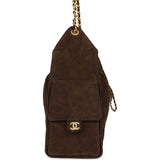 Chanel Medium 25 Hobo Bag Dark Brown Suede Antique Gold Hardware - Thumbnail View 3