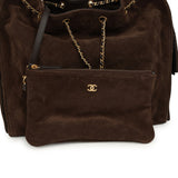 Chanel Medium 25 Hobo Bag Dark Brown Suede Antique Gold Hardware - Thumbnail View 8