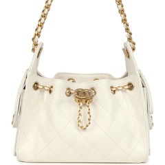 Chanel Mini 25 Hobo Bag White Caviar Antique Gold Hardware