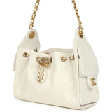 Chanel Mini 25 Hobo Bag White Caviar Antique Gold Hardware - Thumbnail View 5
