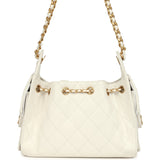 Chanel Mini 25 Hobo Bag White Caviar Antique Gold Hardware - Thumbnail View 4